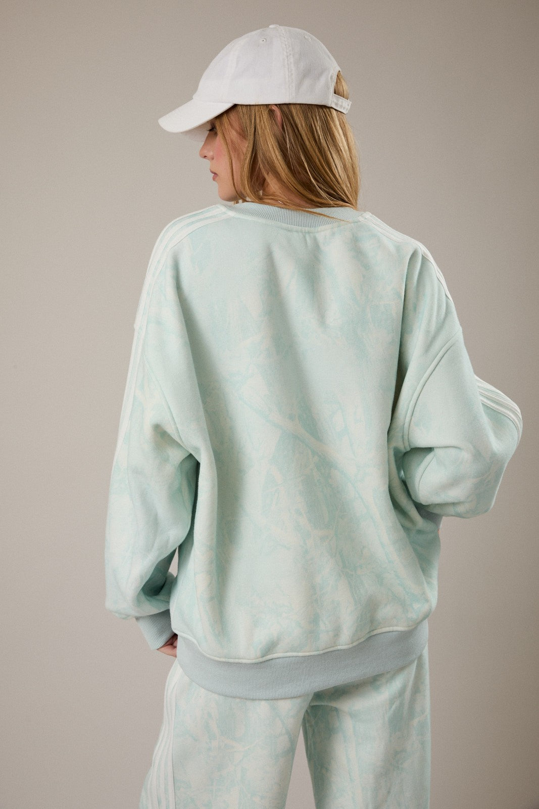 Tree Camo Printed Side Stripe Detail Sweatshirt Sage