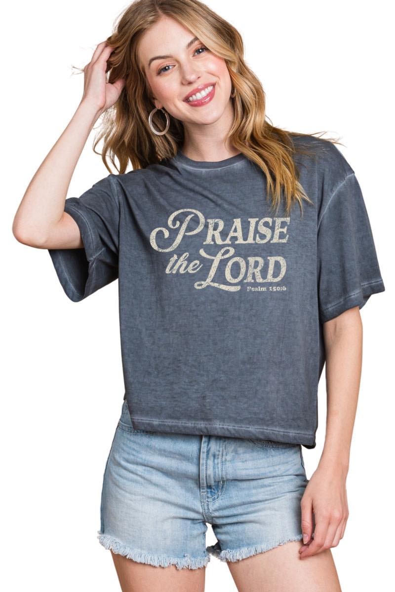 Praise The Lord Graphic Tshirt Boxy Cropped Wash Dye