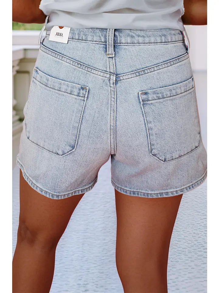 Light Wash High Rise Denim Shorts