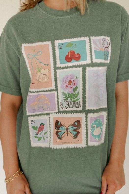 Olive Stamp Graphic Tee