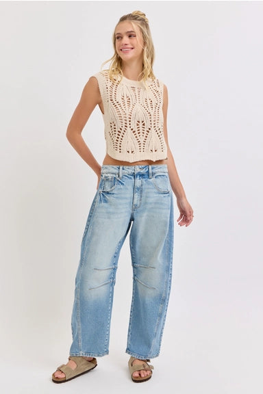 Mid-Waisted Barrel Leg Jeans