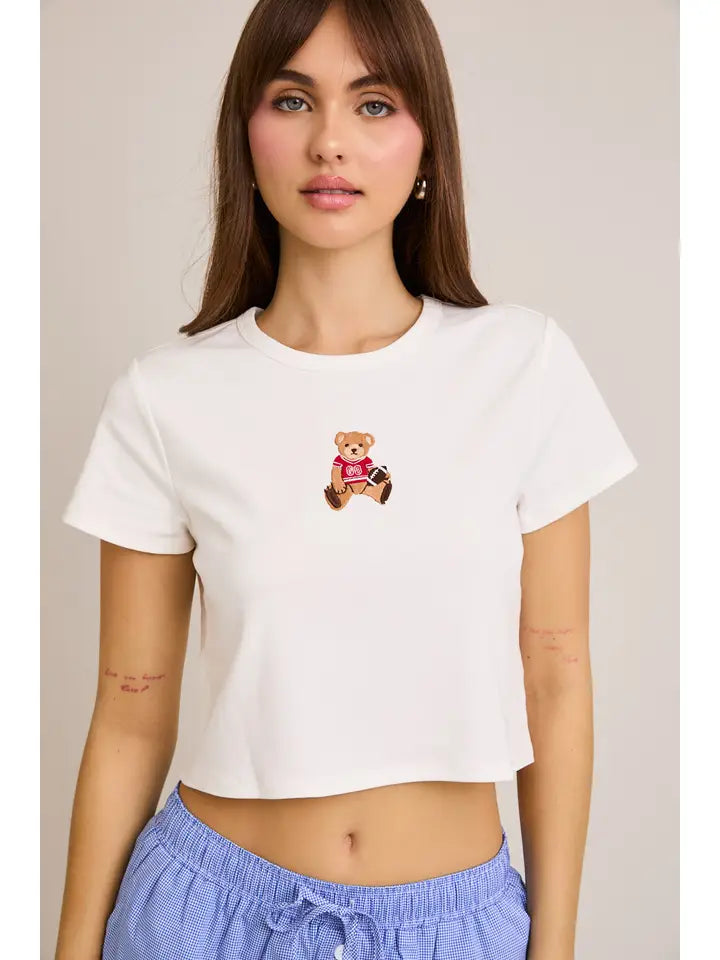 "Teddy Bear" Embo Short Sleeve Round Neck Baby Tee