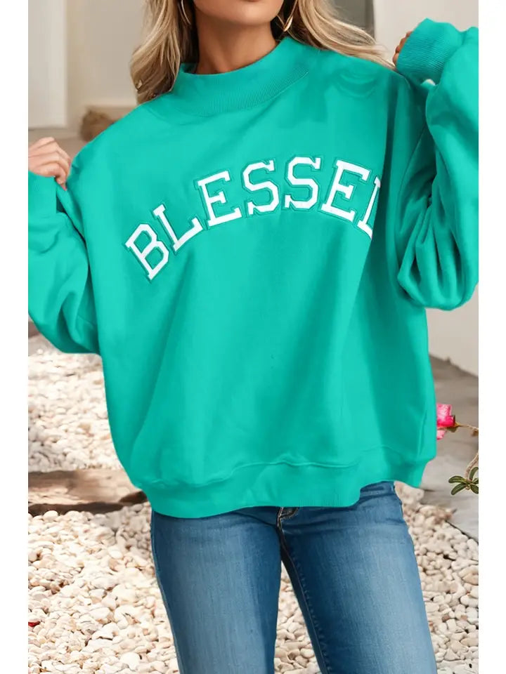 Blessed Mock Neck Crewneck
