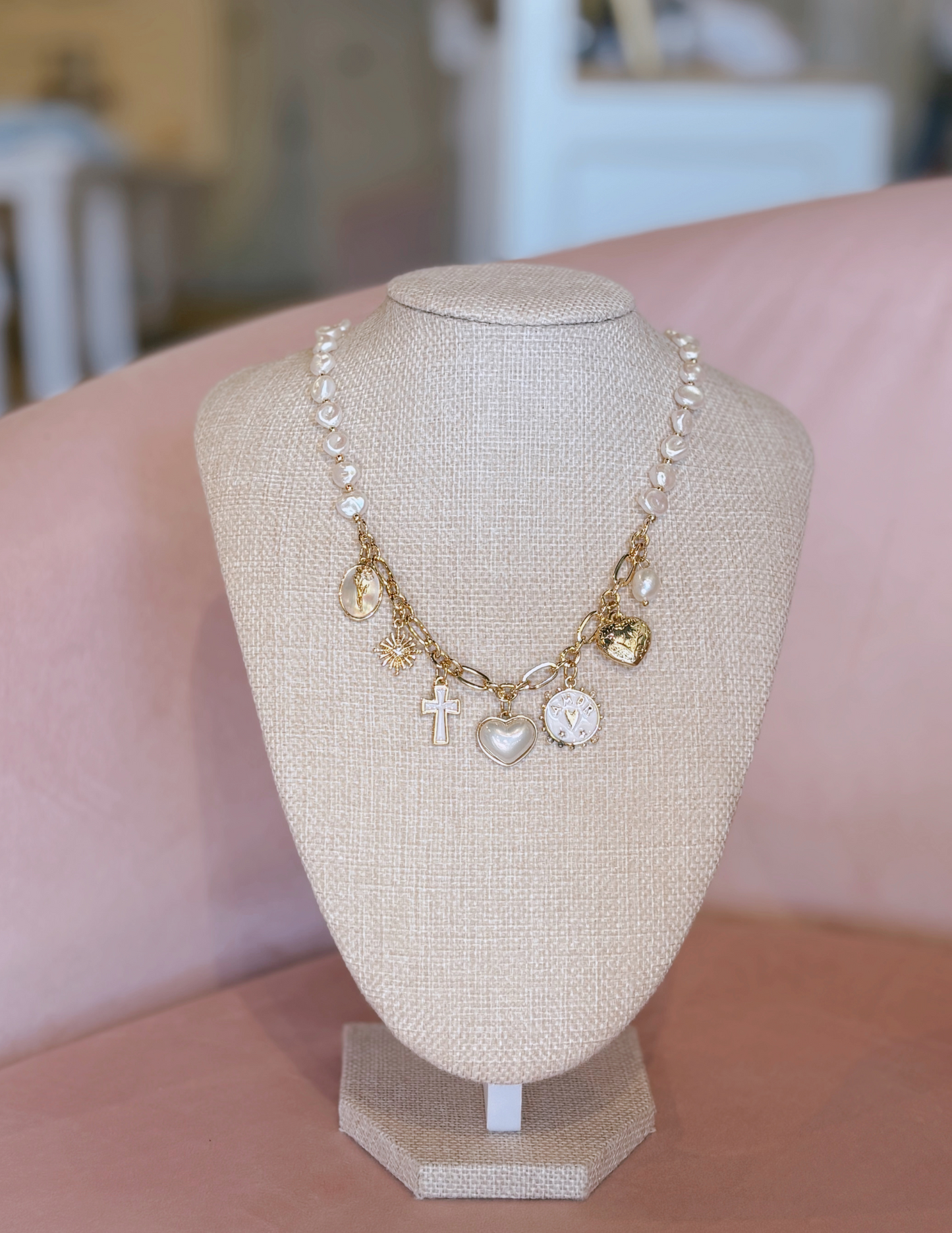 Pearl Amore Charm Necklace