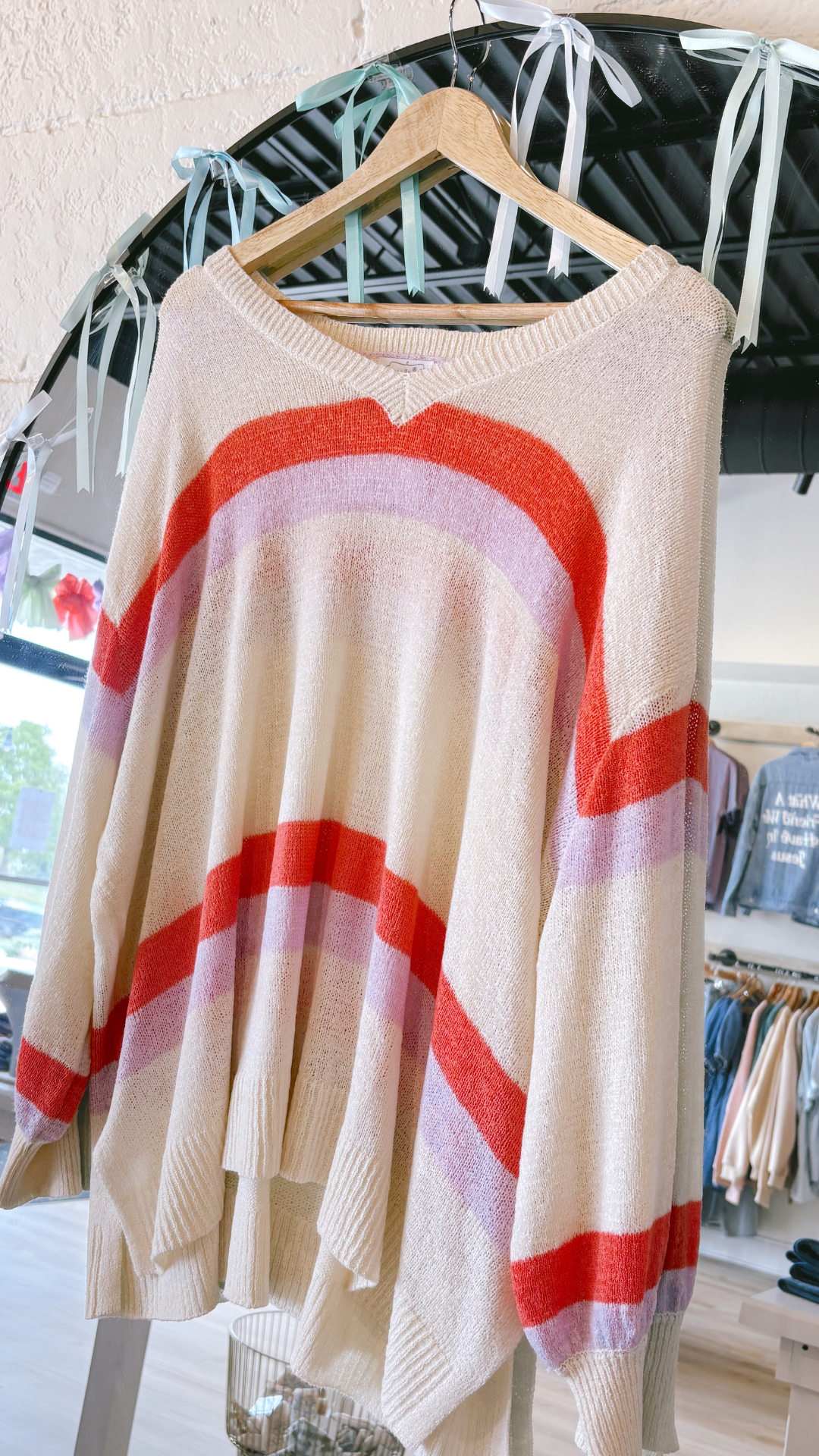 One Size- Striped Light Weight Sweater