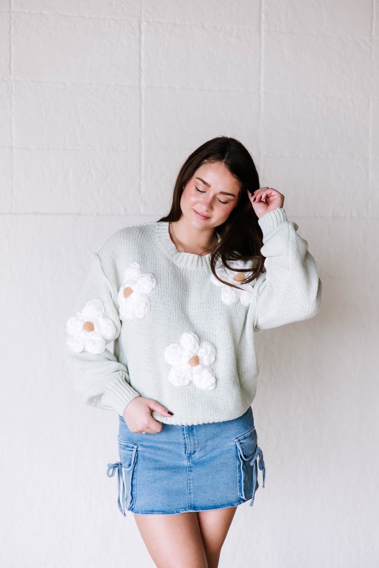Sage Flower Sweater