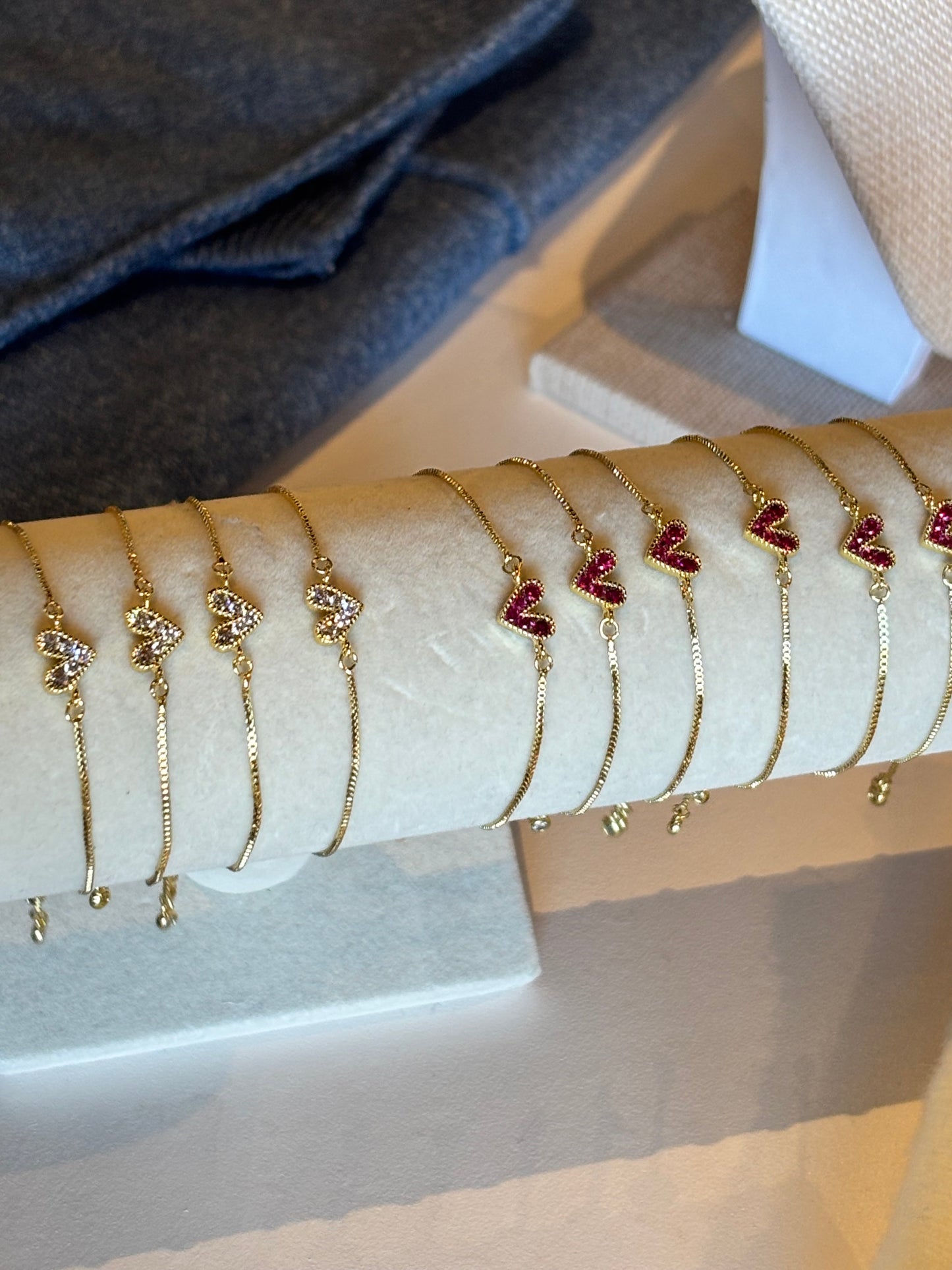 Rhinestone adjustable heart bracelets