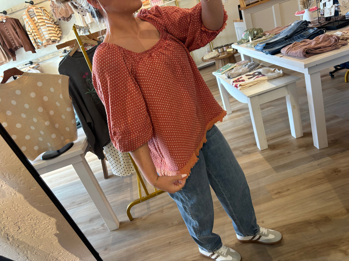 Dotted Fall Baby Doll Blouse