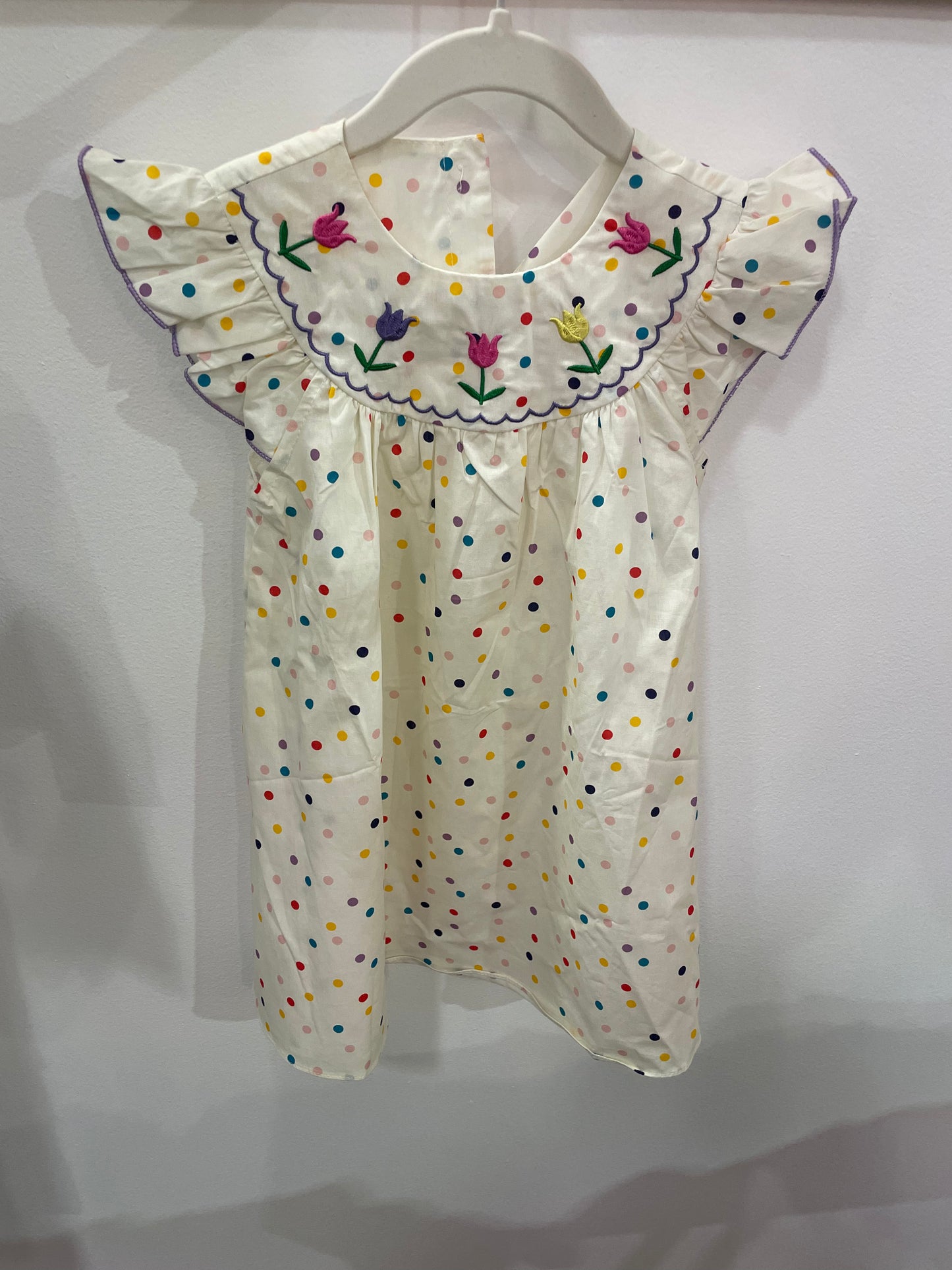 Summer Bash Polka-Dot Tulip Embroidered Dress