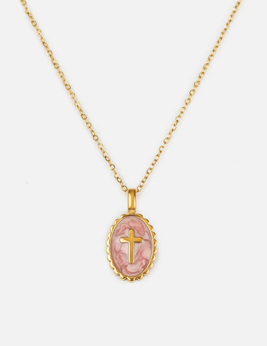 Vintage Rose Cross Necklace
