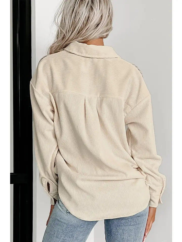 Houndstooth Corduroy Patchwork Shacket