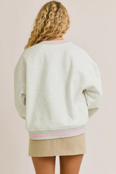 PREORDER-"United States" Crew Neck Preppy Embroidery Sweatshirt