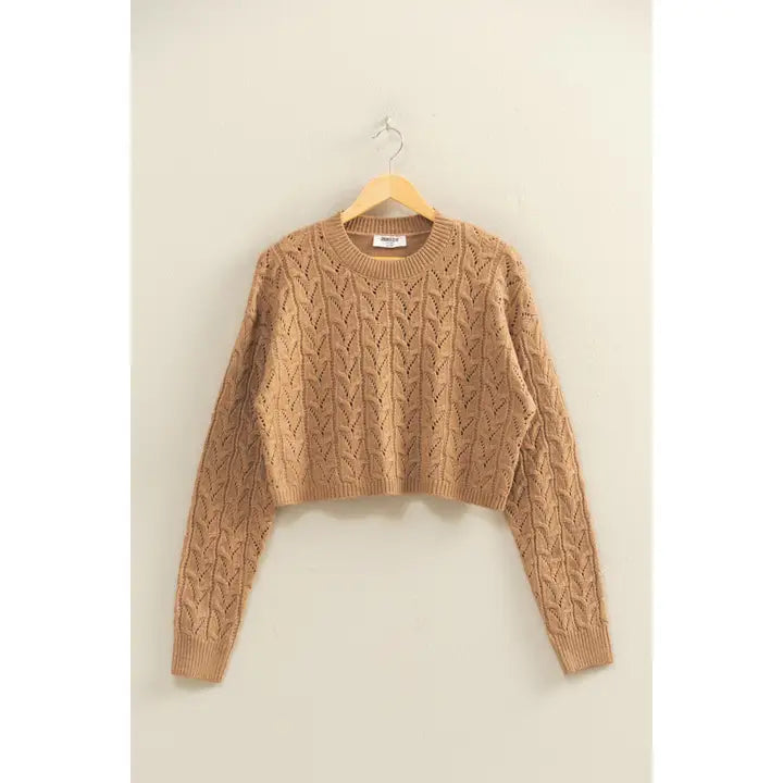 Cropped Cable Knit Sweater