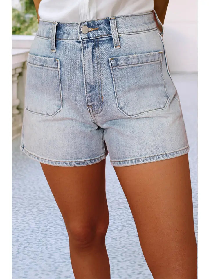 Light Wash High Rise Denim Shorts