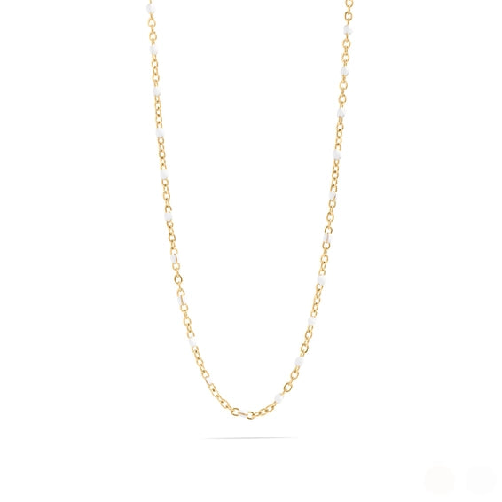18K Gold Pvd Stainless Steel White Confetti Chain Necklace - Life Proof Jewelry