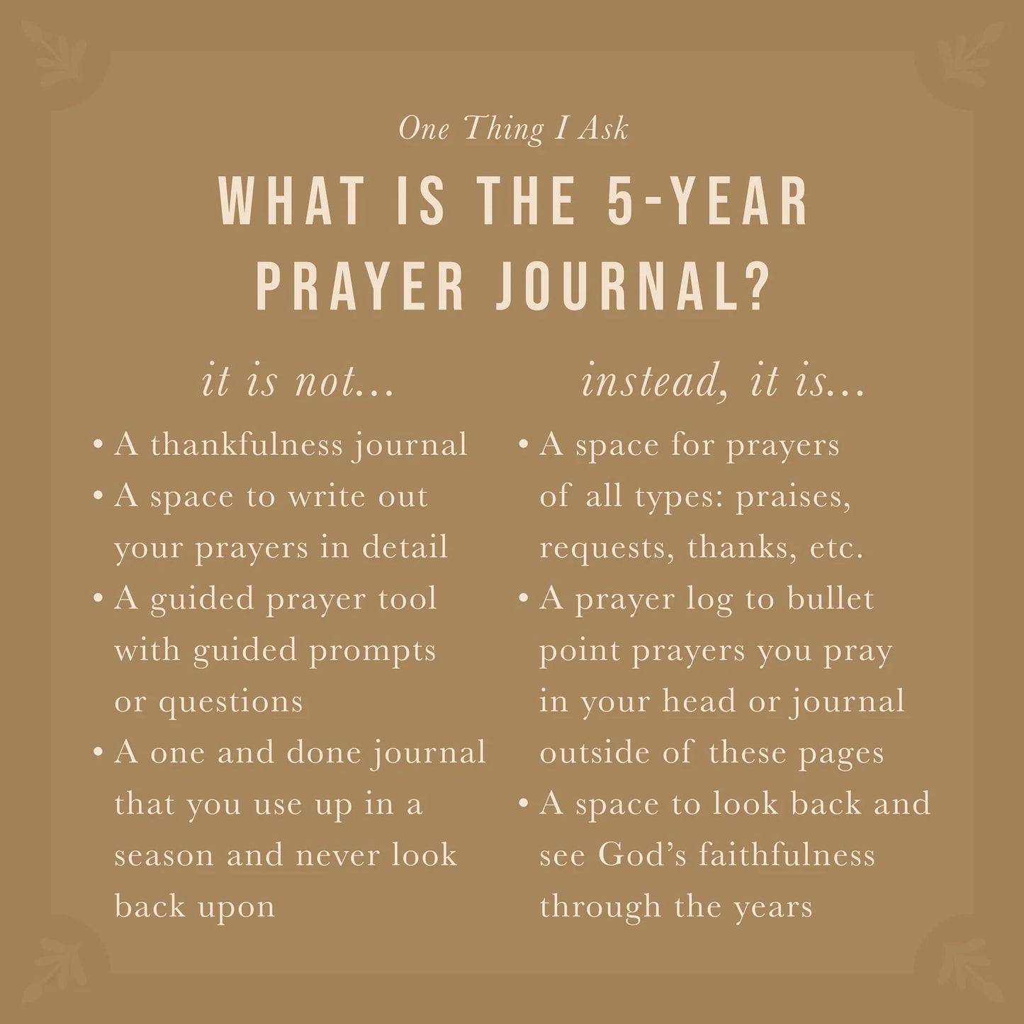 One Thing I Ask 5-Year Prayer Journal