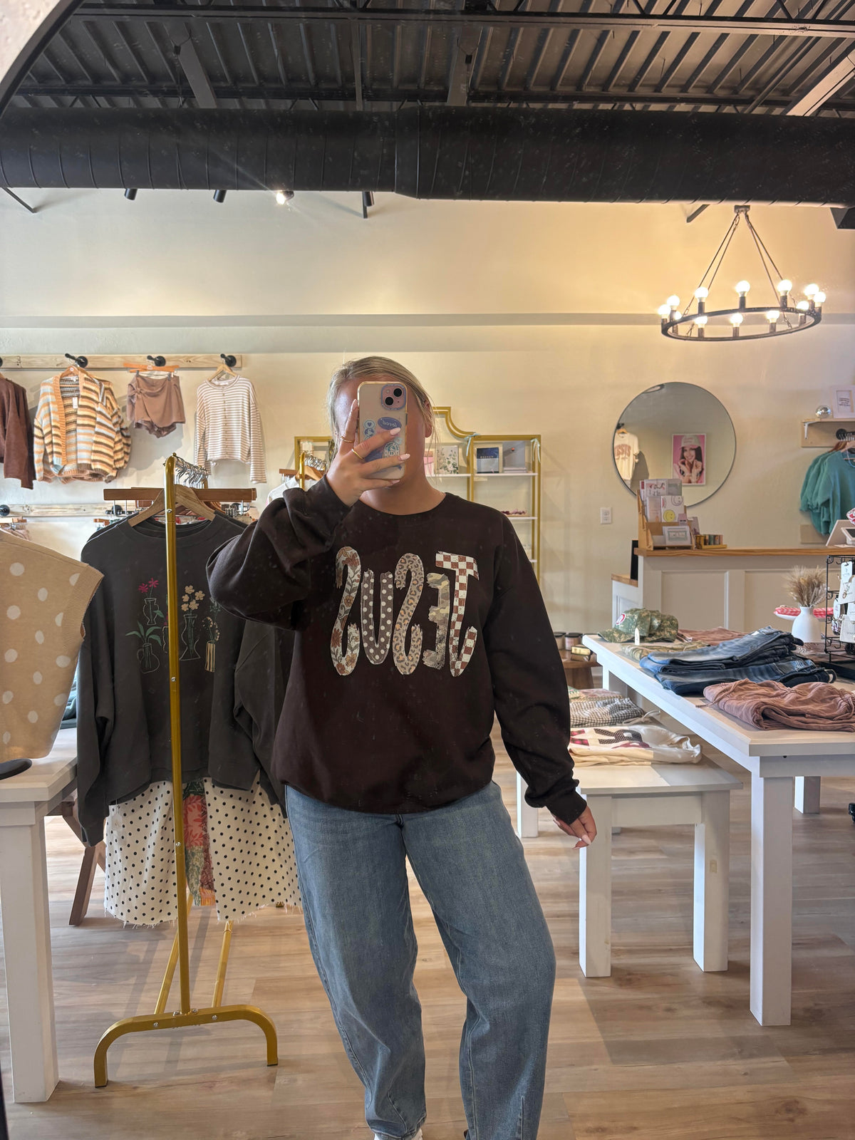 Jesus Fall Patchwork Crewneck