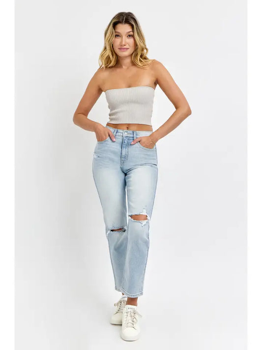 High Rise Straight Back Pocket Jeans