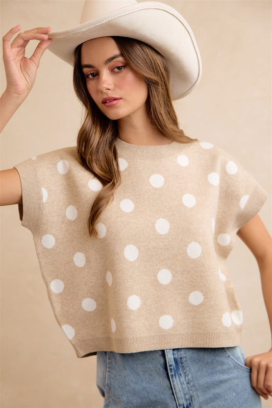 Polka Dot Knit Sleeveless Top