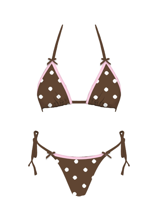 Bikini Polka Dot Brown Set