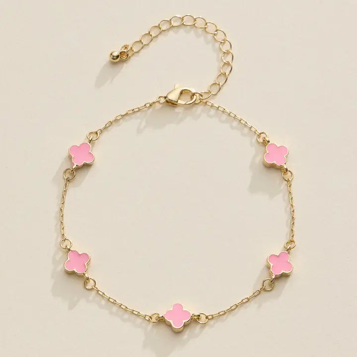 Gold Mini Clover Charm Bracelet