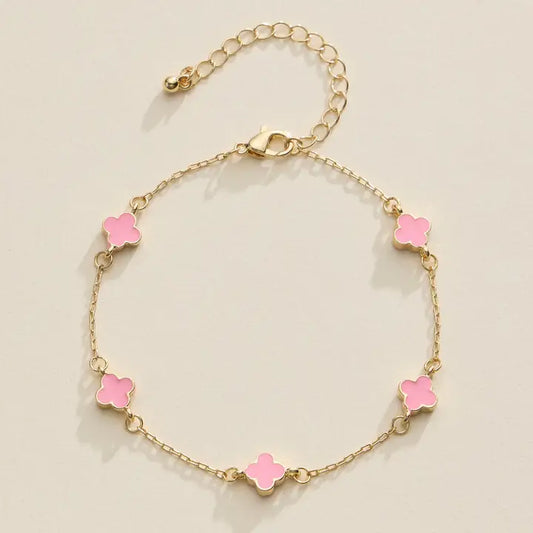 Gold Mini Clover Charm Bracelet