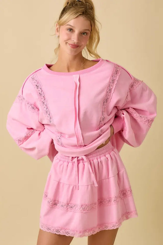 Oversized Long Sleeve Top and matching Mini Skort SET