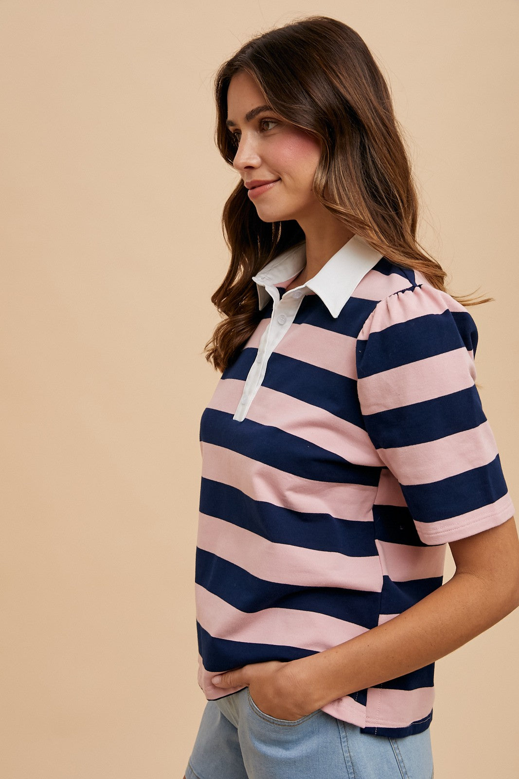 Striped Puff Sleeve Blouse