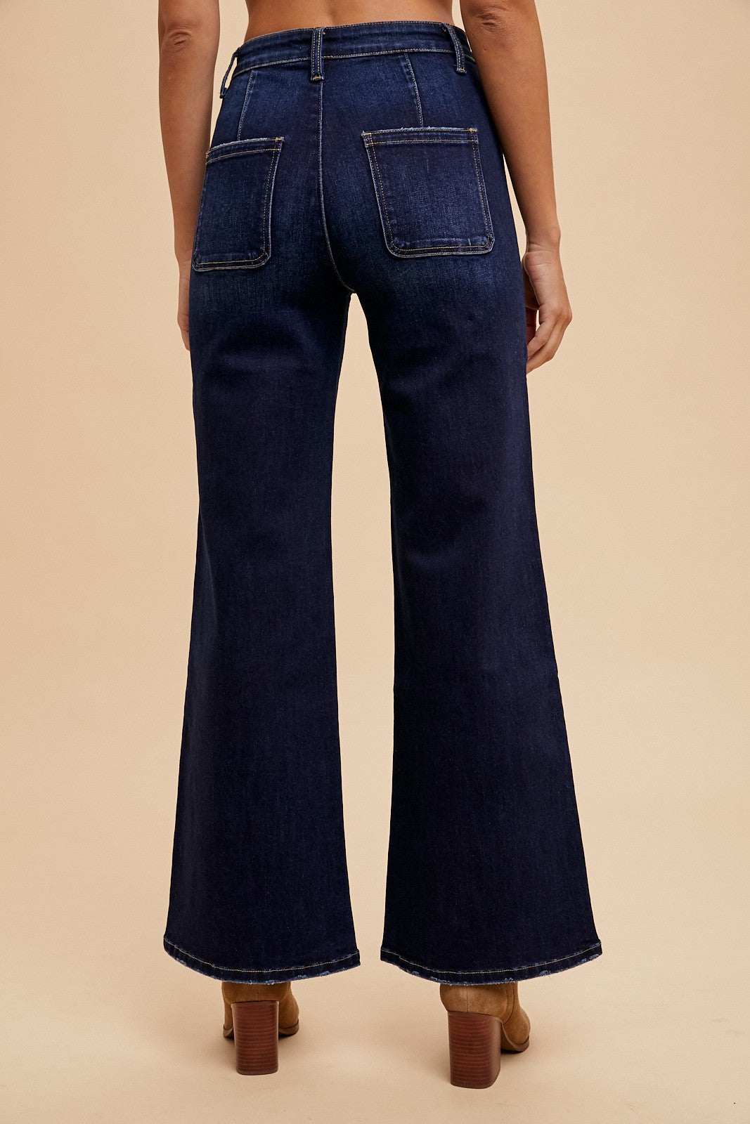Stretch Front Two Pocket High Rise Flare Jean