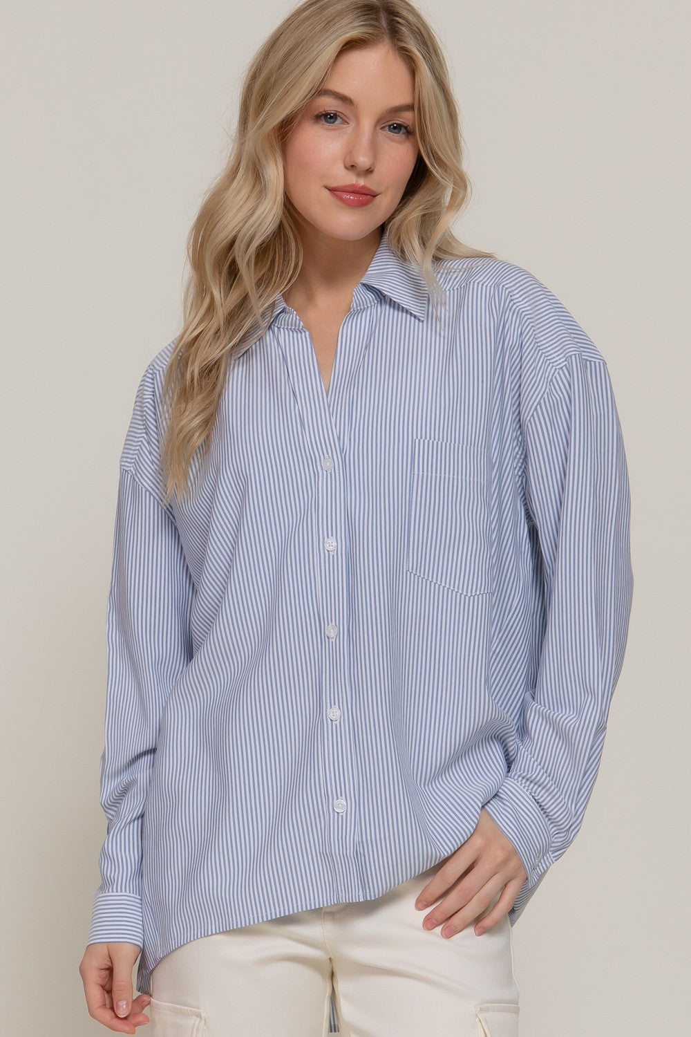 Long Sleeve Oversized Stripe Shirt