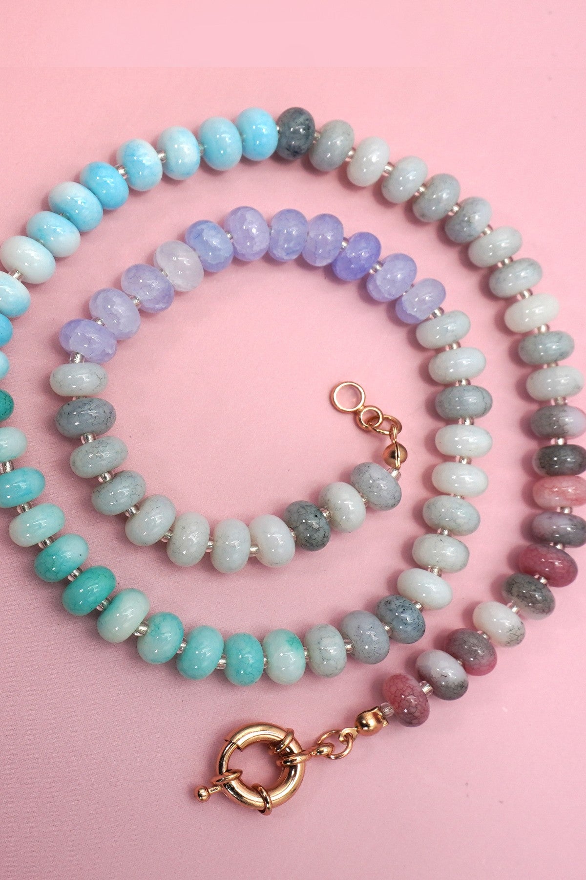 Handmade/Non- Tarnish - Blue Multi Color Beaded Necklace