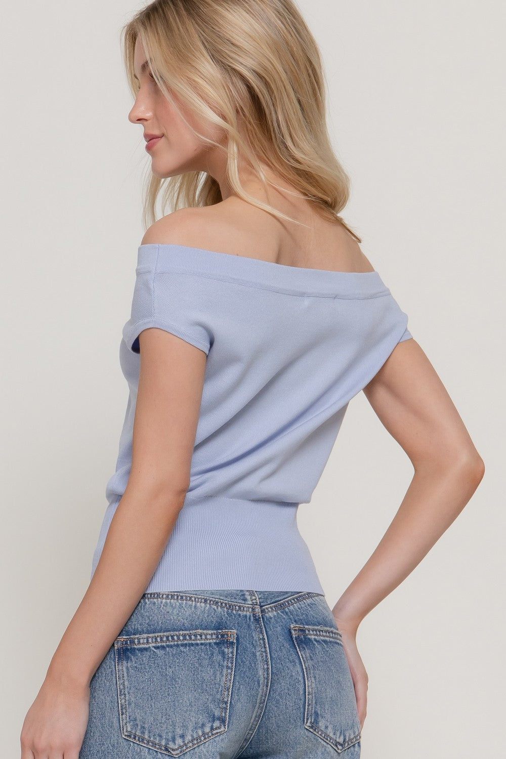 Off The Shoulder Short Sleeve Knit Top