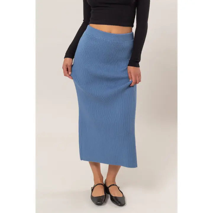 Ribbed Knit Midi Skirt