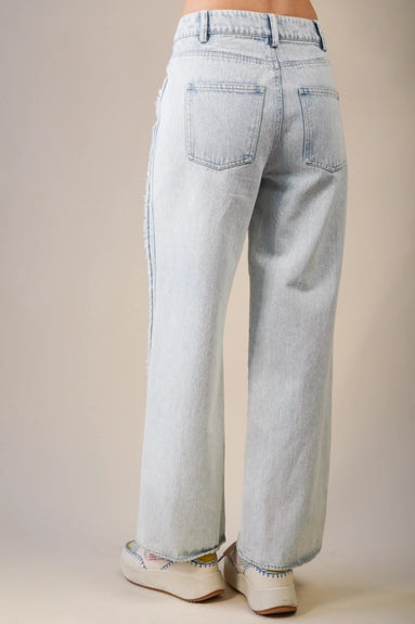 Jean Fray Detail Washed Denim Jeans