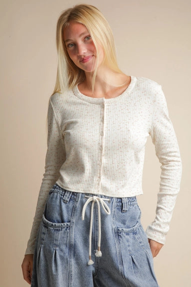 Button Down Knit Cardigan Top