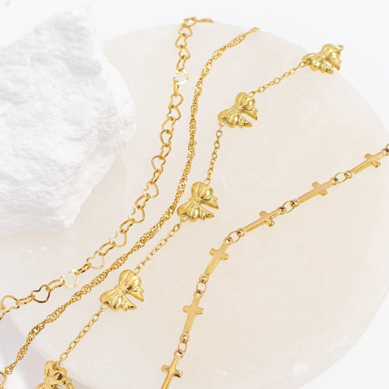 18K Gold Pvd Stainless Steel Cross Chain Bracelet - Life Proof Jewelry