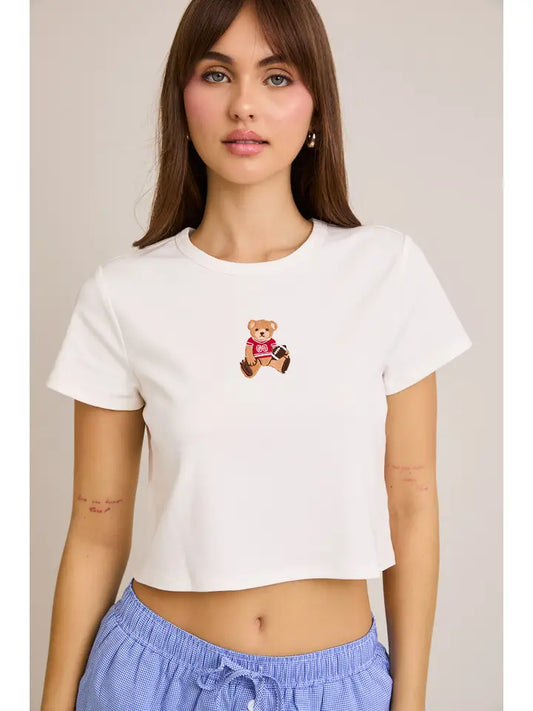 "Teddy Bear" Embo Short Sleeve Round Neck Baby Tee