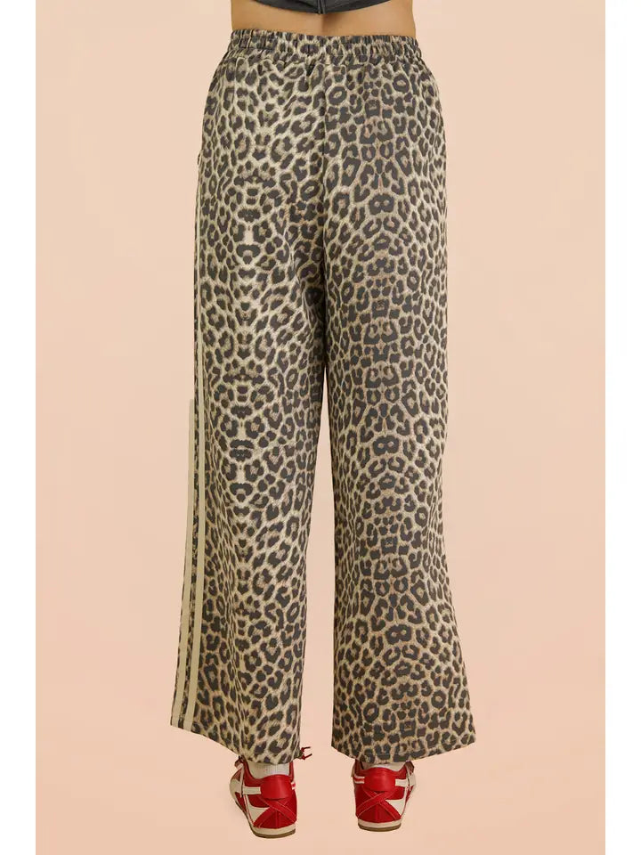 Leopard Printed Cotton Twill Tape Detail Pants