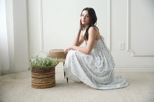 Floral Sleeveless Corset Ruffle Tiered Midi Dress