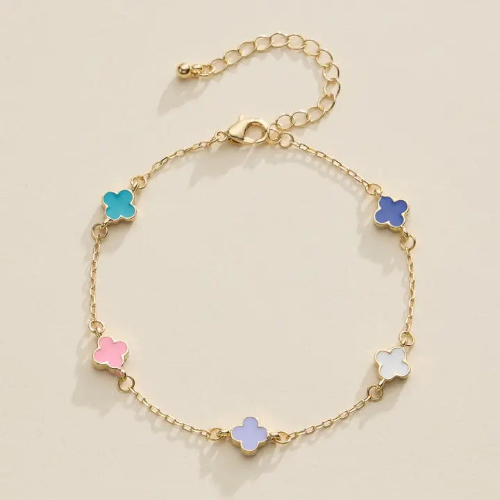 Gold Mini Clover Charm Bracelet