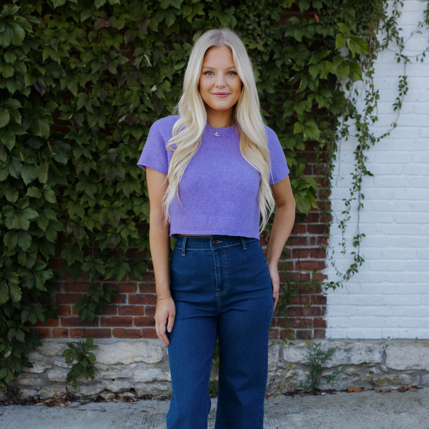 Short Sleeve Cropped Sweater Top