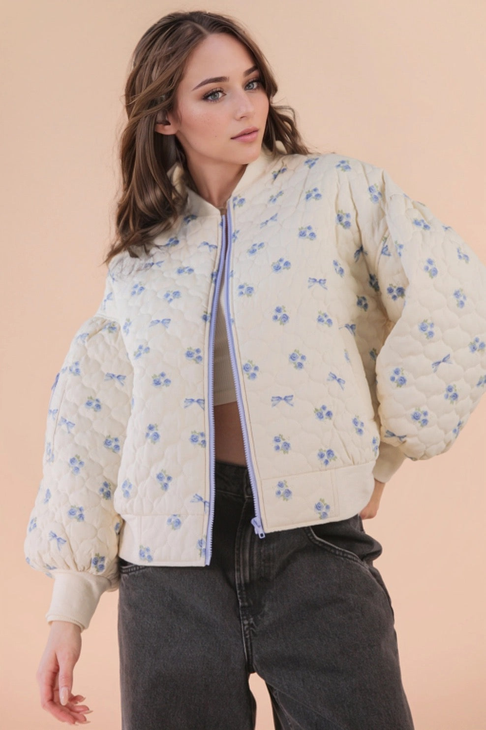 Quilted Blue/Ivory Jacket