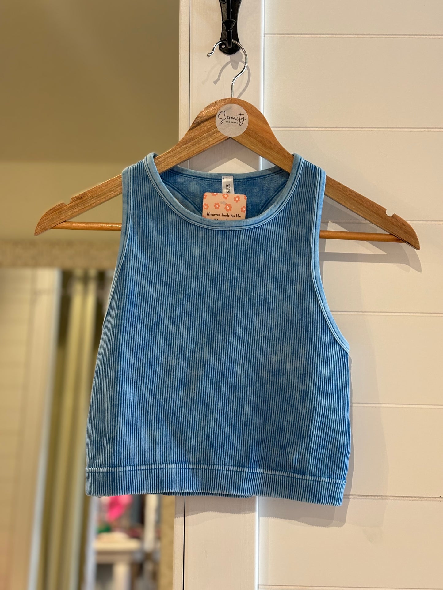 Zenana High Neck Tank Top Blue