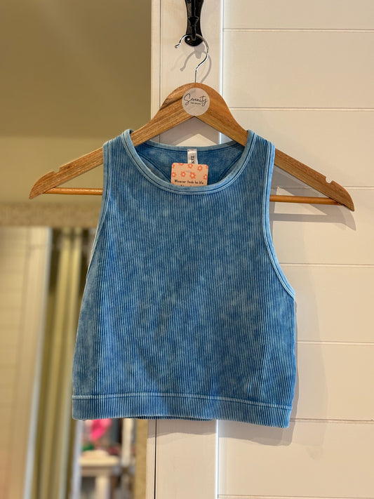 Zenana High Neck Tank Top Blue