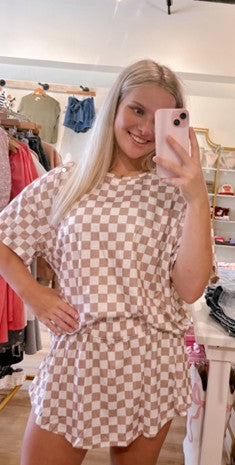 Harper Checkered Set - Taupe