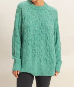 Crew Neck Cable Knit Sweater Pullover