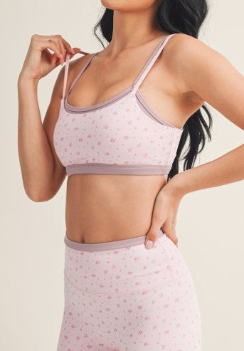 DOUBLE LAYERED SPORTS BRA - Pink Floral PREORDER 5/30
