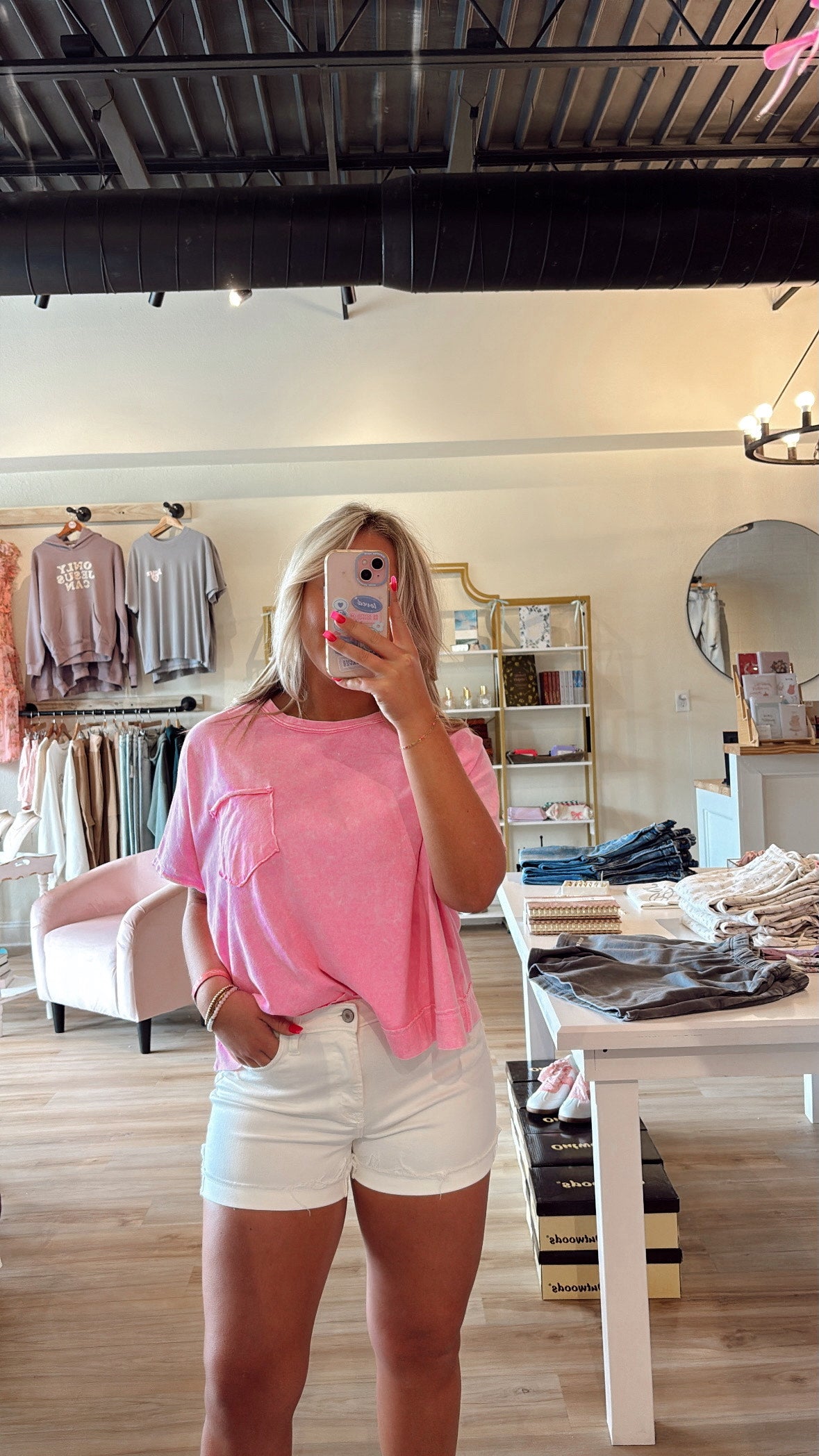 Zenana White Cuffed Denim Shorts High Rise