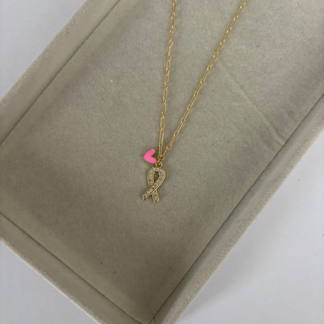 18K Gold Plated Awareness Ribbon Necklace