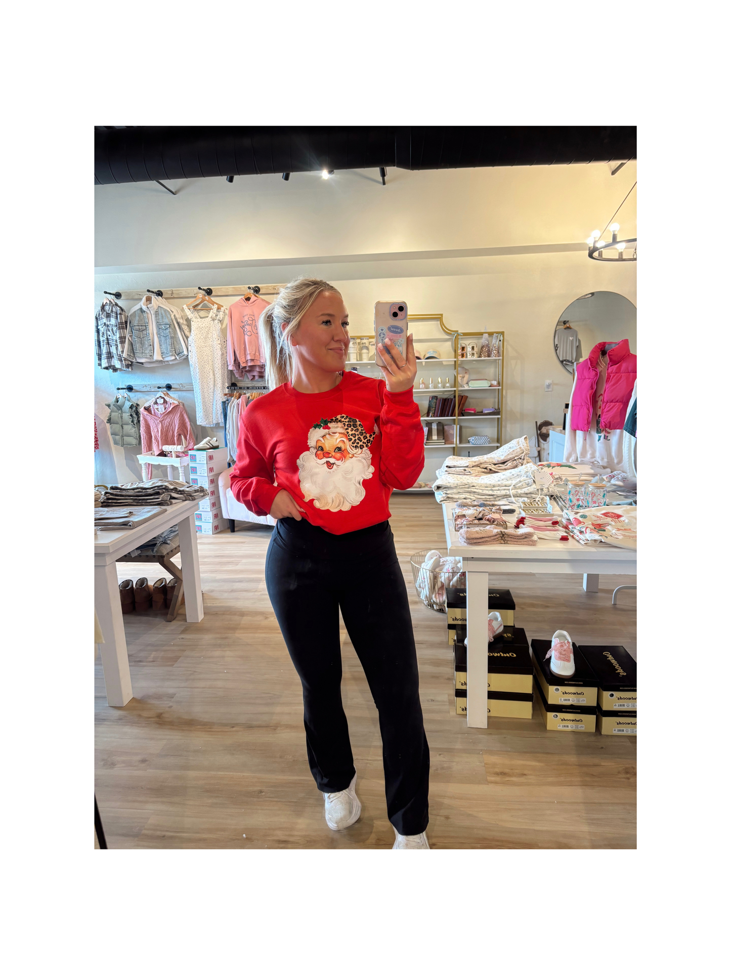 Cheetah Print Red Santa Crew